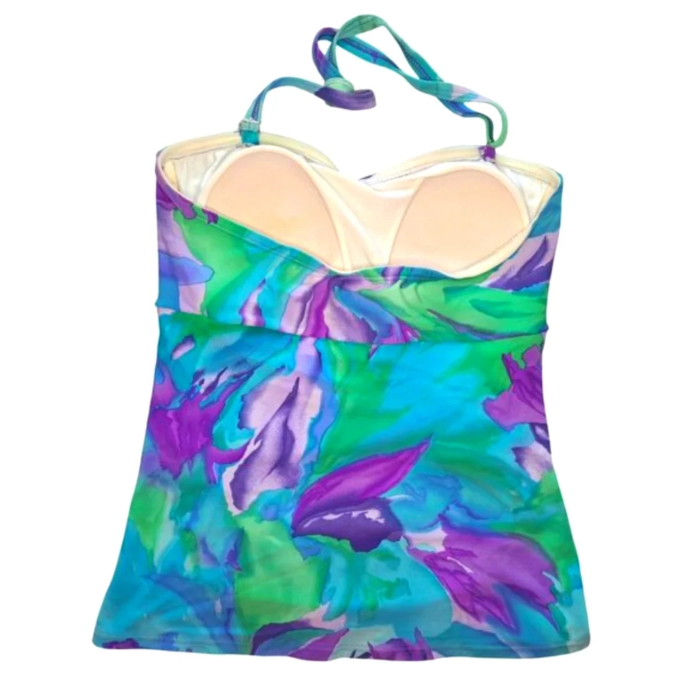 Venus Blue Purple Watercolor Halter Top Two Piece Swim Suit Size 8/10